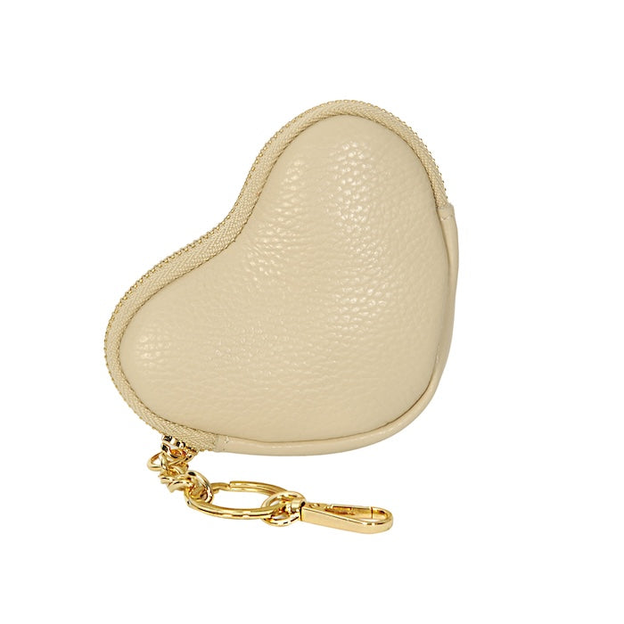 Herzförmiger Schlüsselanhänger aus Leder Creme