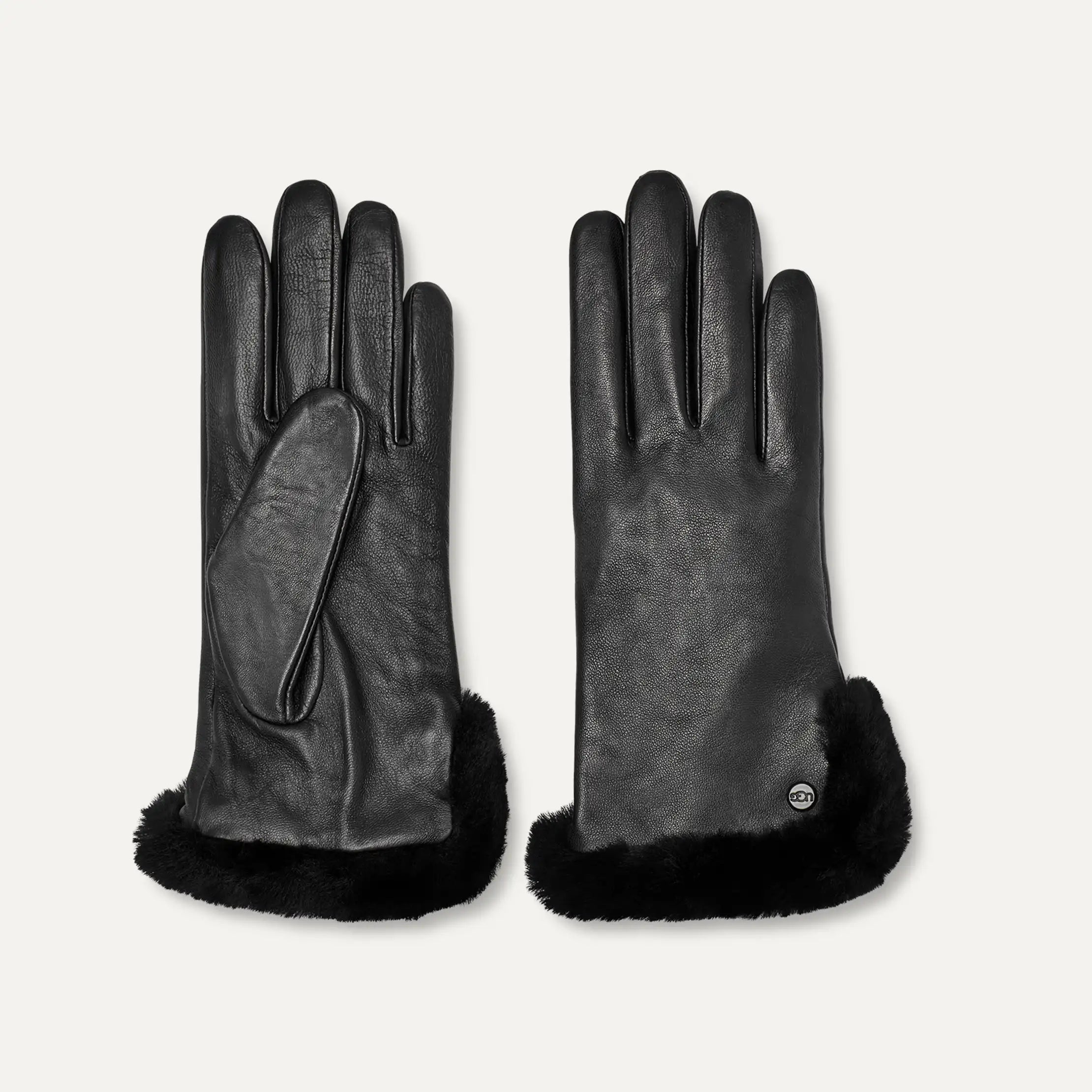 UGG Leather Sheepskin Vent Glove Schwarz – Lederhandschuh mit Lammfelldetails und Touchscreen Funktion