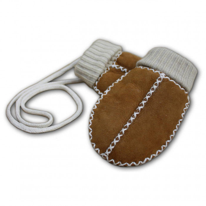 Baby Lammfell Fausthandschuhe Camel