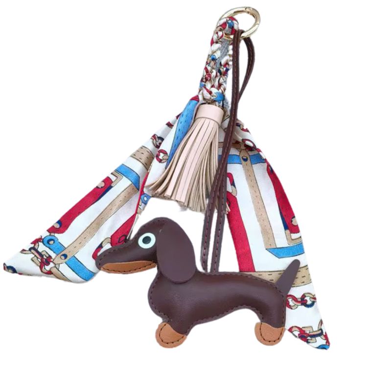 Bag Charm Hund Braun, Taschenanhänger Hund Braun