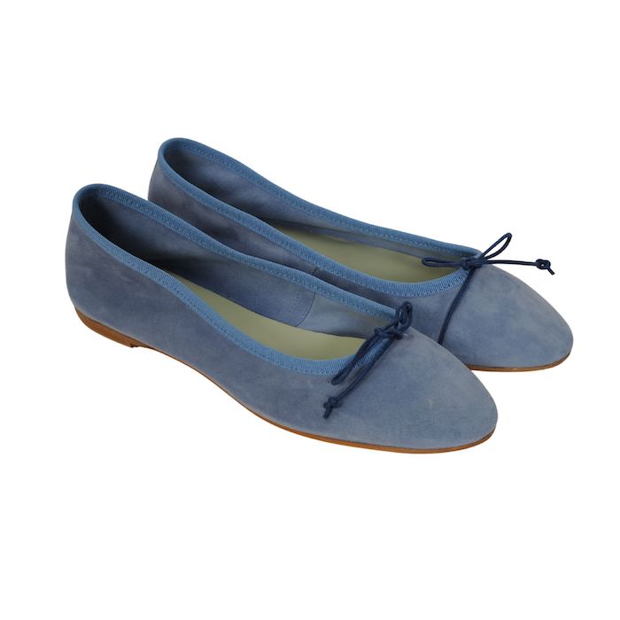 Wildleder Ballerinas Jeans Blau