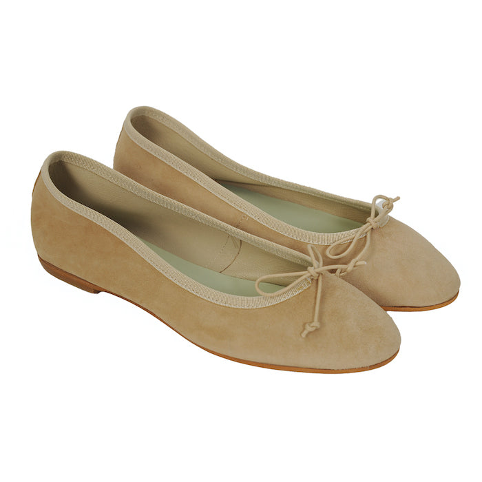 Elegante Wildleder Ballerina Beige 2