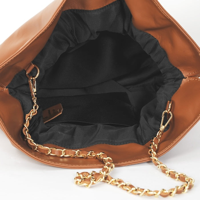 Nuria - Handtasche Puffer Leder Braun