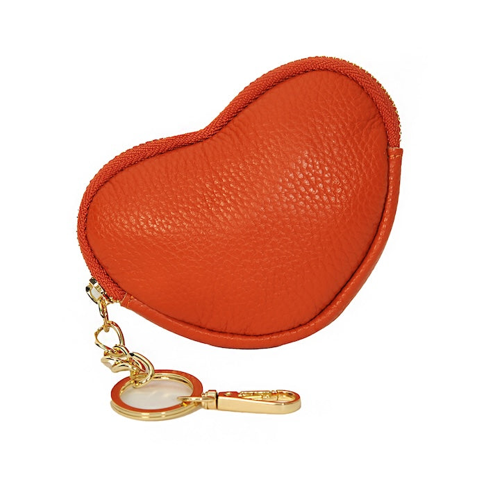 Herzförmiger Schlüsselanhänger aus Leder Orange