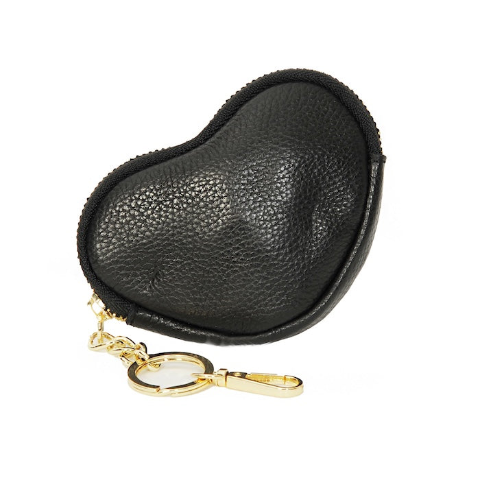 Herzförmiger Schlüsselanhänger aus Leder Schwarz