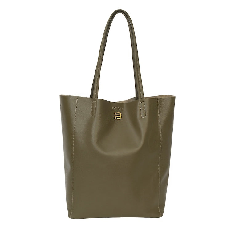 Kate Leder Tote Bag Olivegrün
