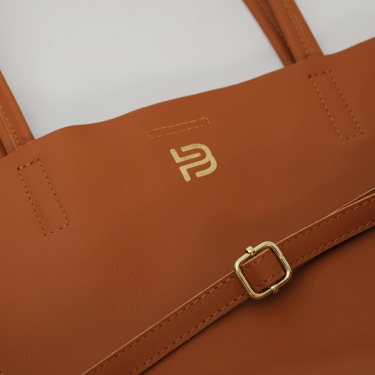 Kate Leder Tote Bag Camel 4