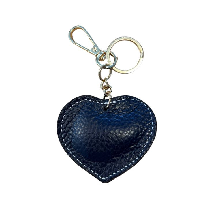 Herz Taschenanhänger Leder Navy