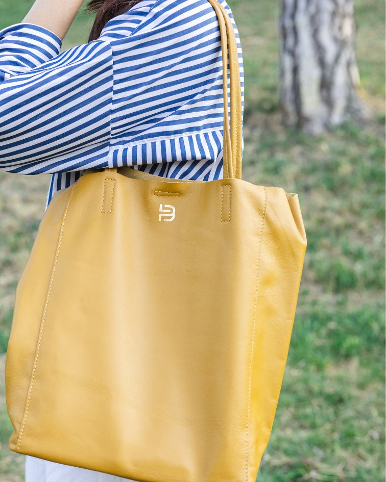 Tote Bag Ledertasche Senf