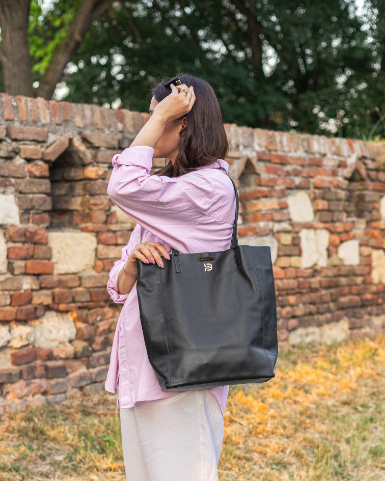 Tote Bag Leder Schwarz