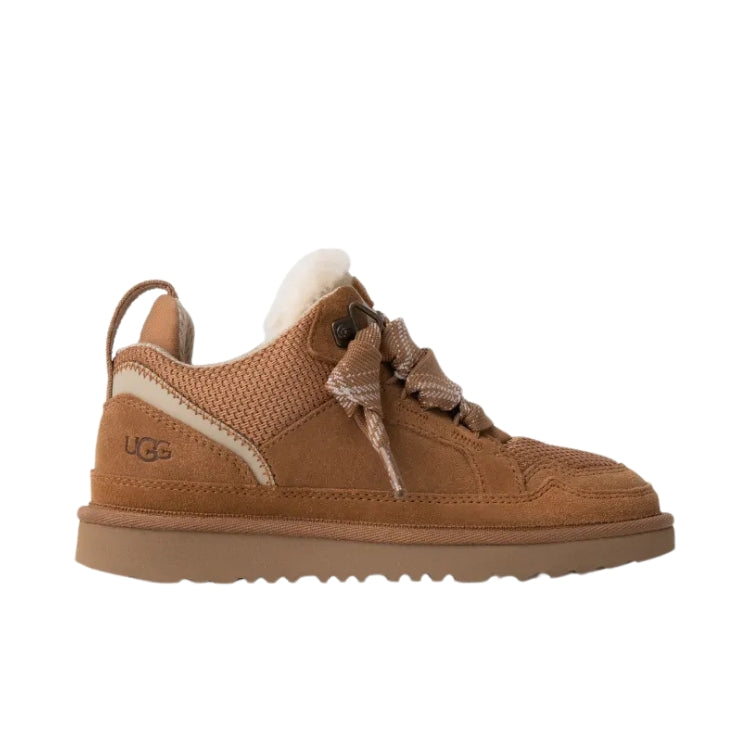 UGG Lowmel Sneaker – Seitenansicht vom Wildleder Sneaker mit dicker EVA-Sohle Farbe Chestnut