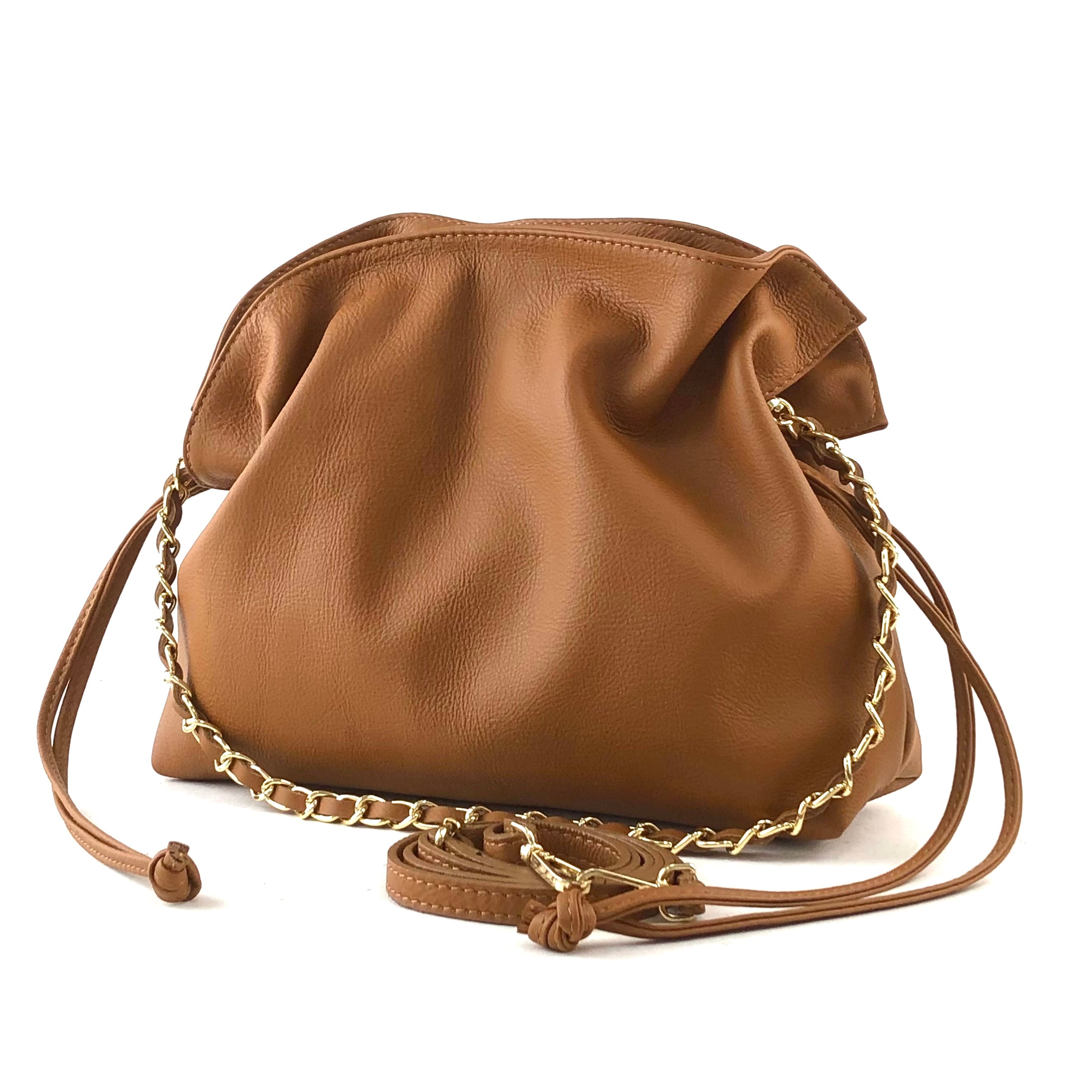 Nuria - Handtasche Puffer Leder Braun