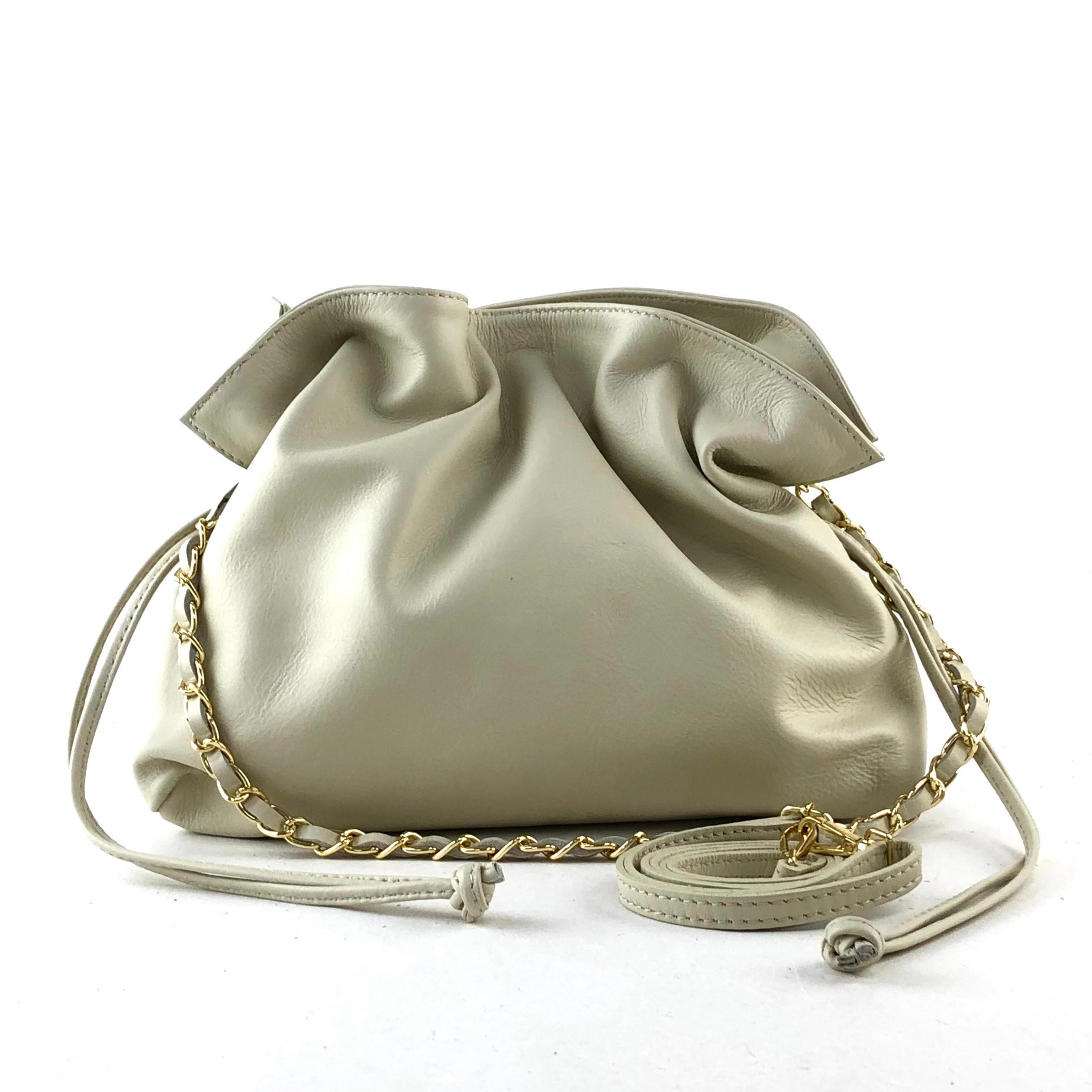 Puffer Tasche Leder Weiss