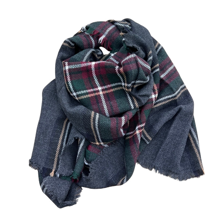 Winterschal - Karo Grau Rot