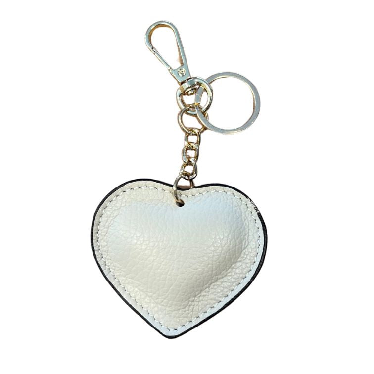 Taschenanhänger Herz Leder Weiss