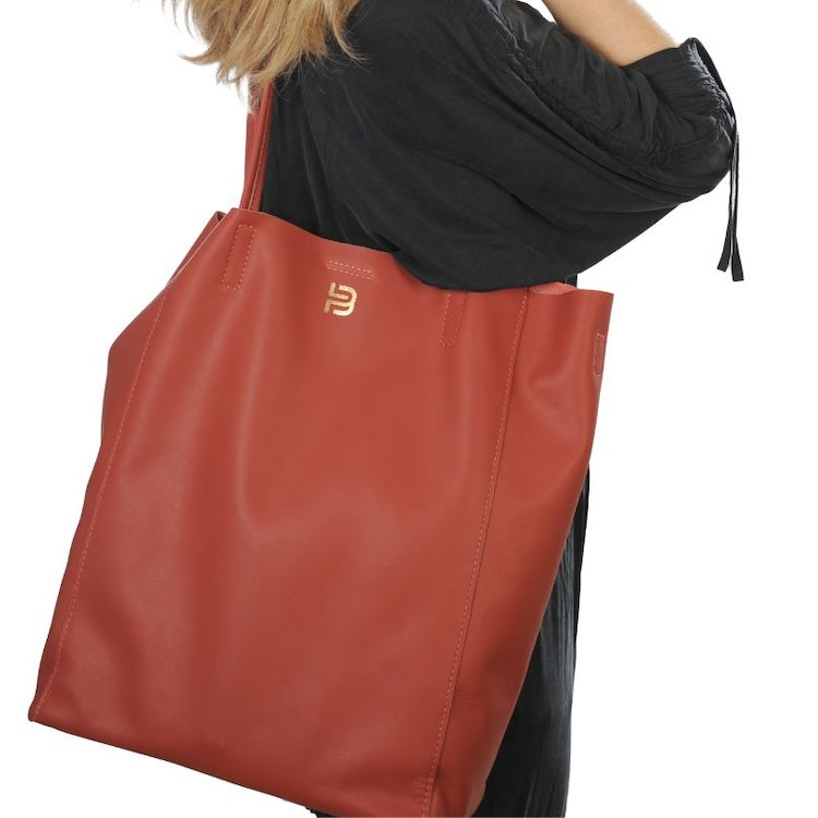 Kate Leder Tote Bag Papaya Rot