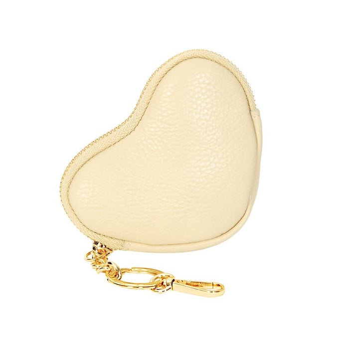Herzförmiger Schlüsselanhänger aus Leder Creme