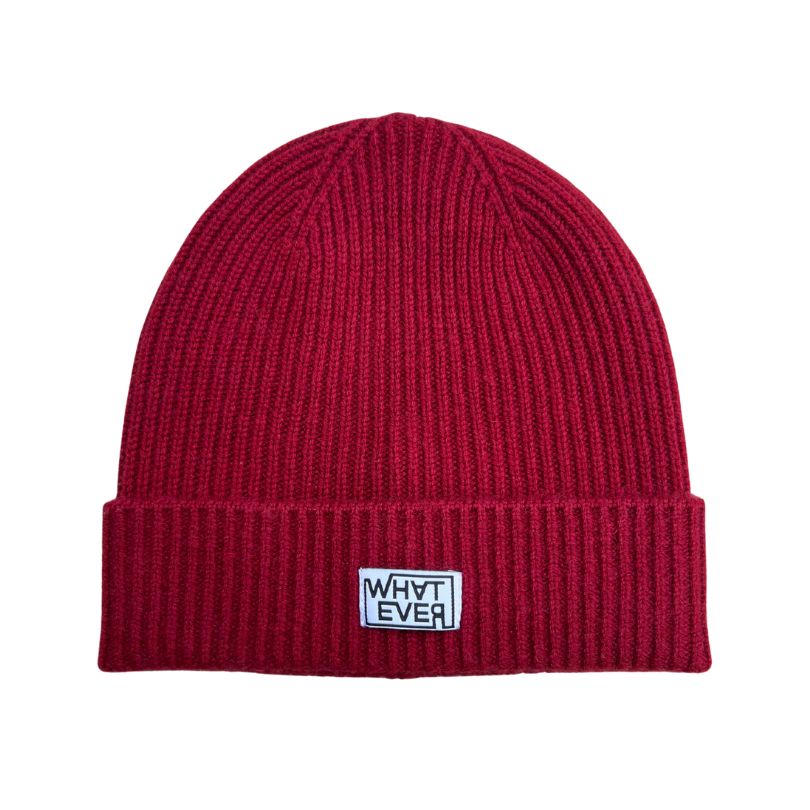 Warme Wintermütze aus Kaschmir Merino  Farbe Bordeauxrot