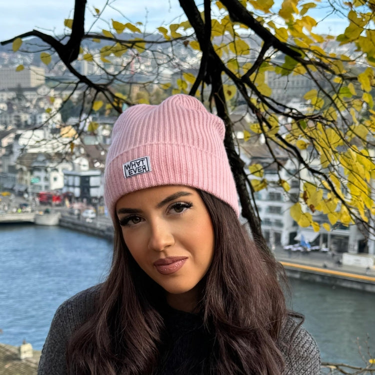 Warme Wintermütze aus Kaschmir Merino  Farbe Rosa