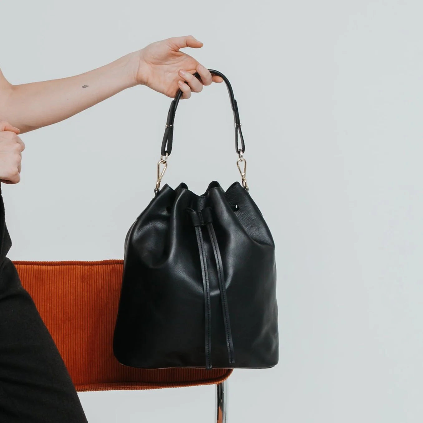 Ann Kurz - Convertible Bucket Bag Black