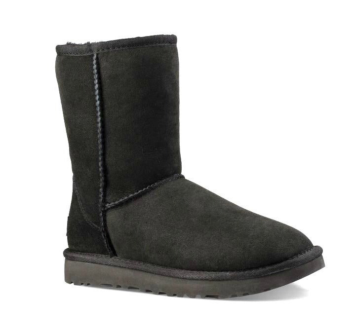 Warme UGG Classic Short II Boot Damen in Schwarz – Lammfell-Winterstiefel aus Veloursleder mit rutschfester Sohle