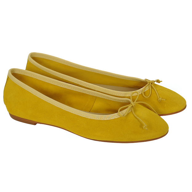 Leder Ballerina aus Italien in Gelb