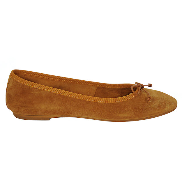 Bequeme Lederballerinas Camel mit Schleife