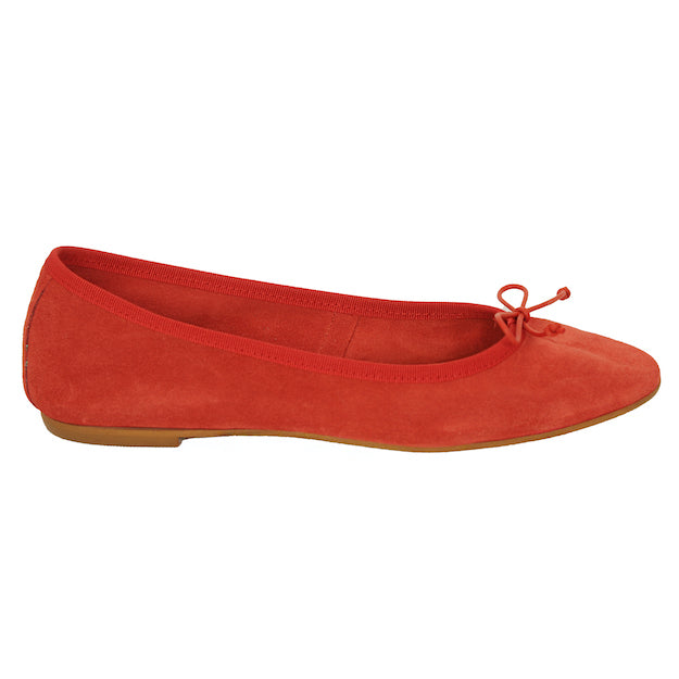 Bequeme Lederballerinas Rot mit Schleife