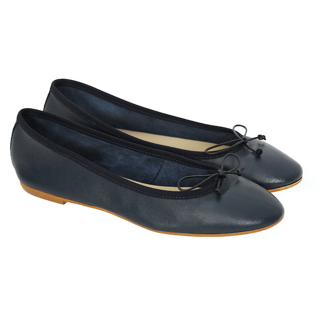 Leder Ballerinas Navy Blau