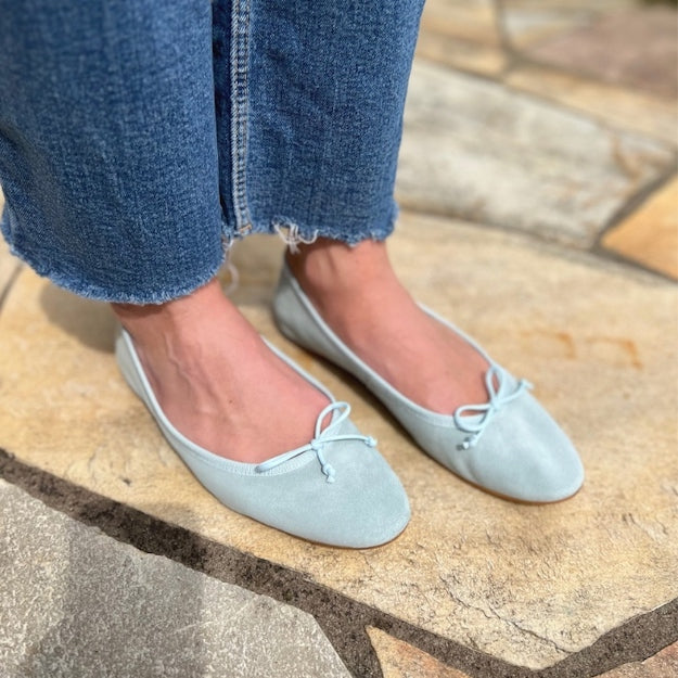 Elegante Wildleder Ballerinas Hellblau