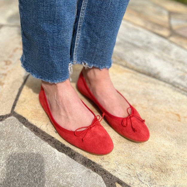 Wildleder Ballerina in Rot