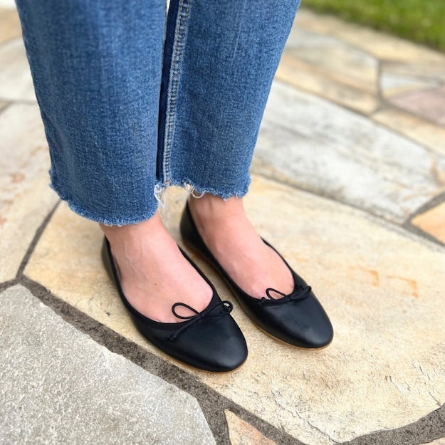 Leder Ballerina Nappa Schwarz