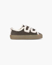 INUIKII  Shearling Low Velcro Dark Brown