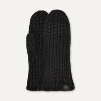 UGG Chunky Rib Handschuhe – Rippstrick-Handschuh in Schwarz mit Micro-Fur-Futte