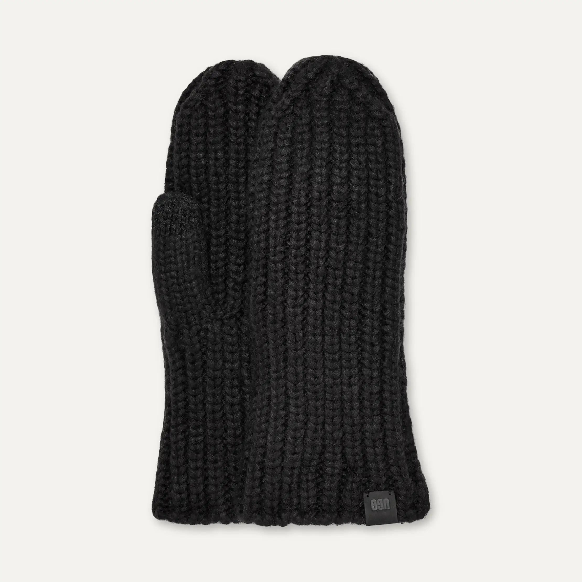 UGG Chunky Rib Handschuhe – Rippstrick-Handschuh in Schwarz mit Micro-Fur-Futte