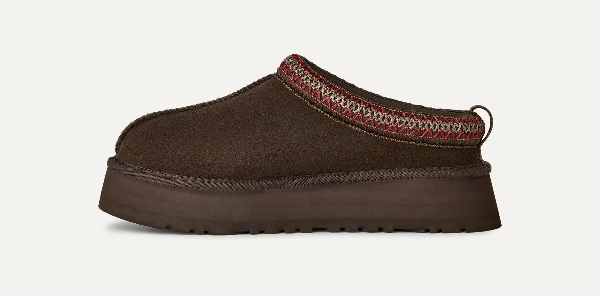UGG Tazz II – Suede-Slipper mit Lammfell-Futter in Dunkelbraun Seitenansicht
