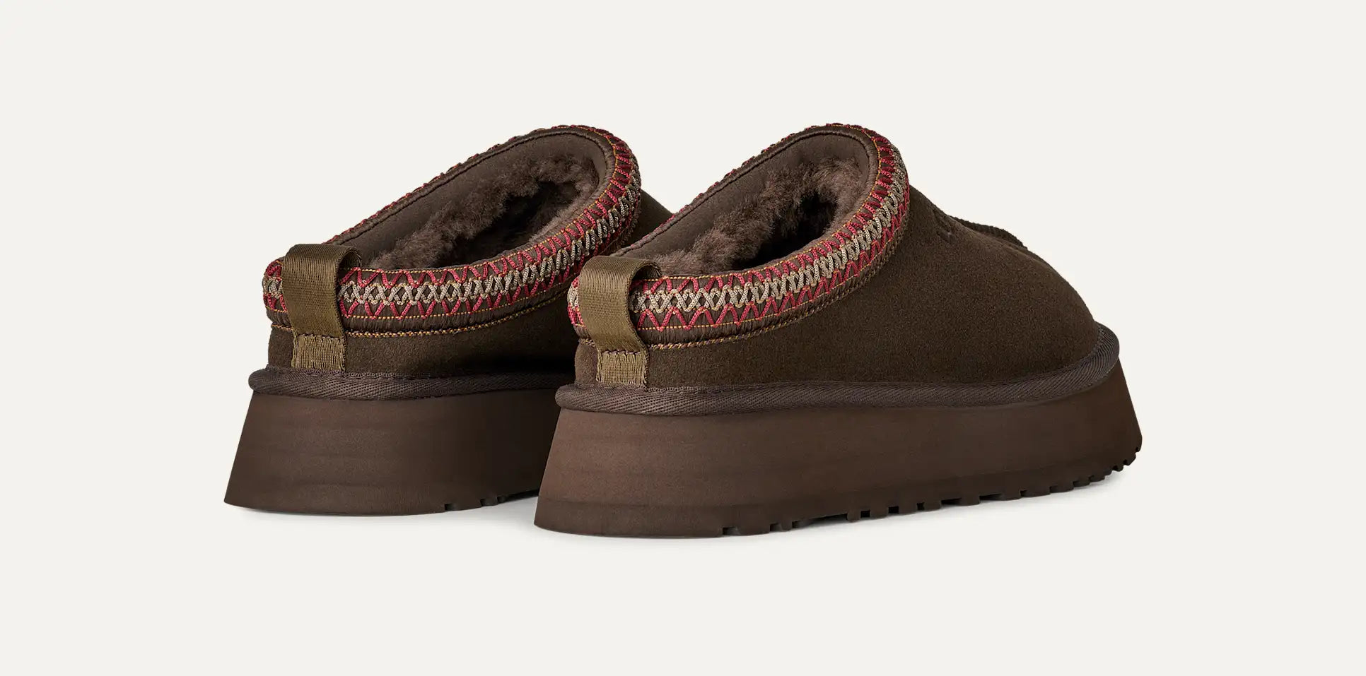 UGG Tazz II – Suede-Slipper mit Lammfell-Futter in Dunkelbraun Hintenansicht