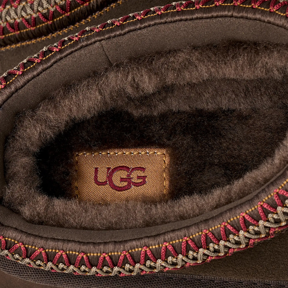 UGG Tazz II – Suede-Slipper mit Lammfell-Futter in Dunkelbraun warme Hausschuhe