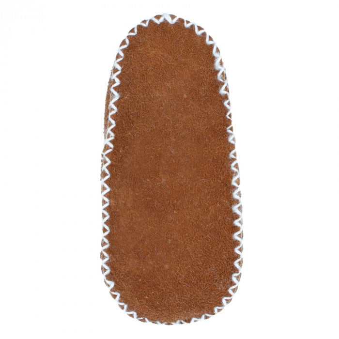 Baby-Lammfellschuhe mit Strickbündchen Camel