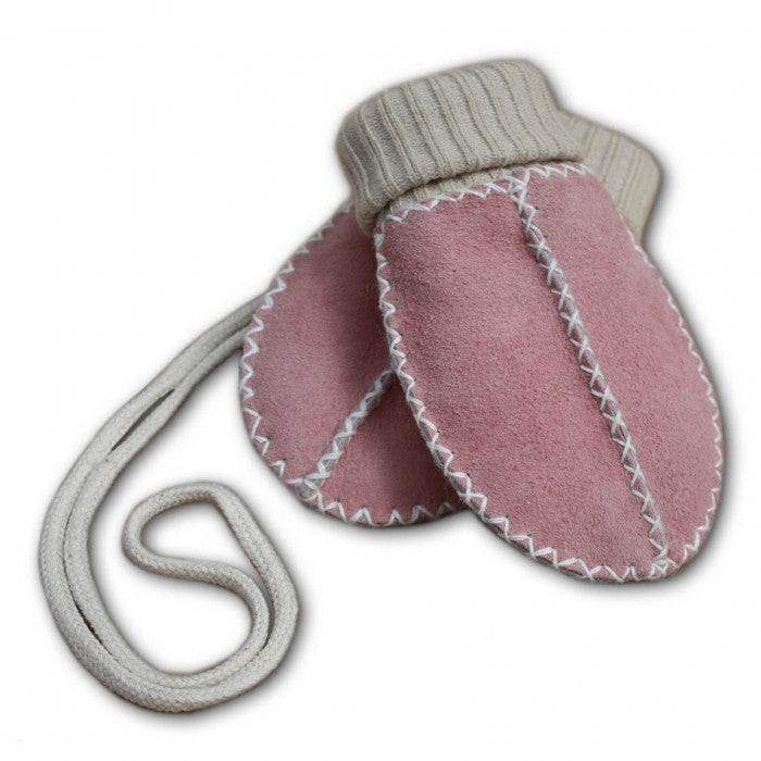 Baby Lammfell Fausthandschuhe Rosa