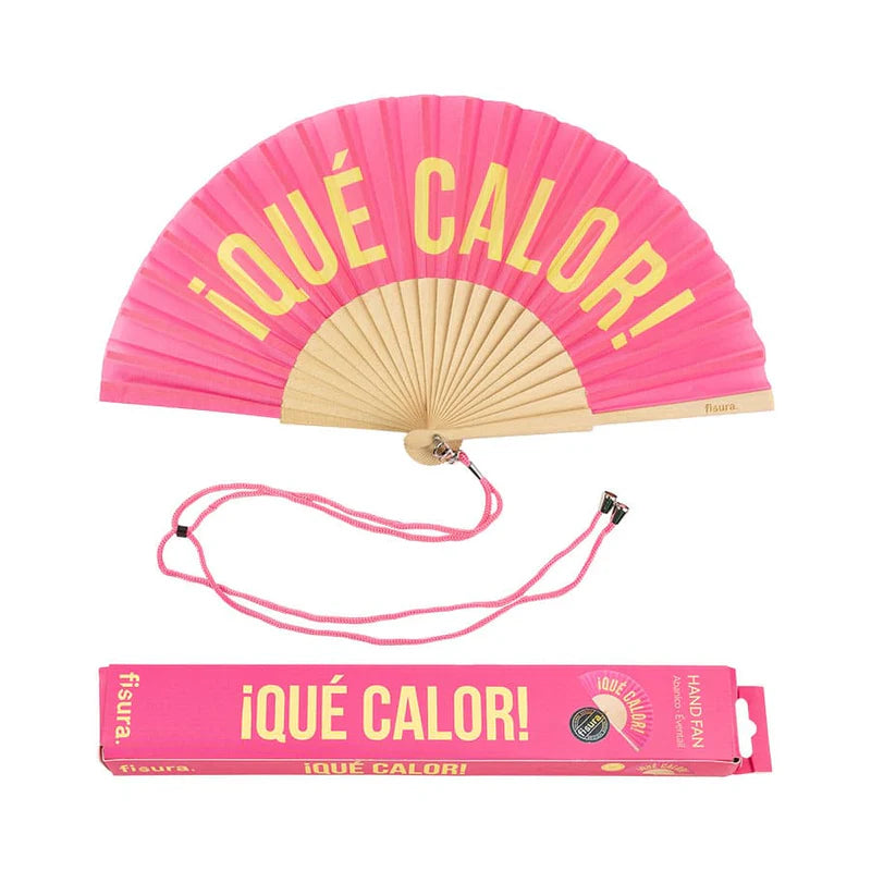 Fächer "Que calor" Rosa