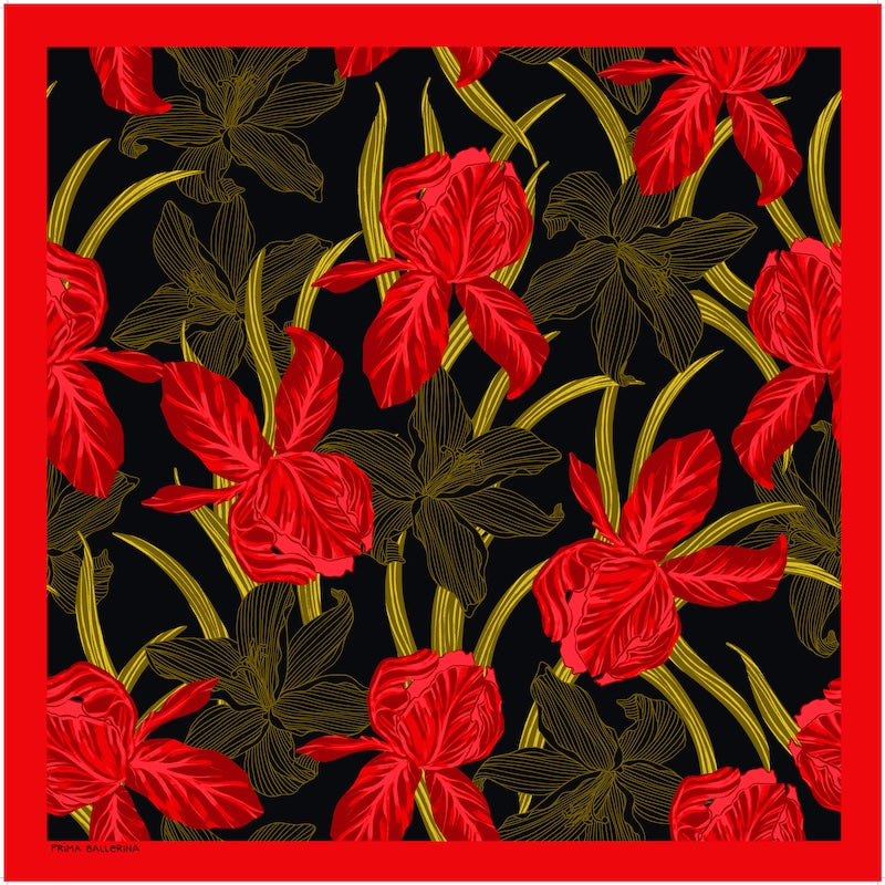 Edles Seidentuch Blumen Rot