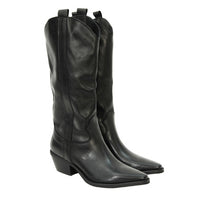 Cowboy Boots Damen Leder Schwarz