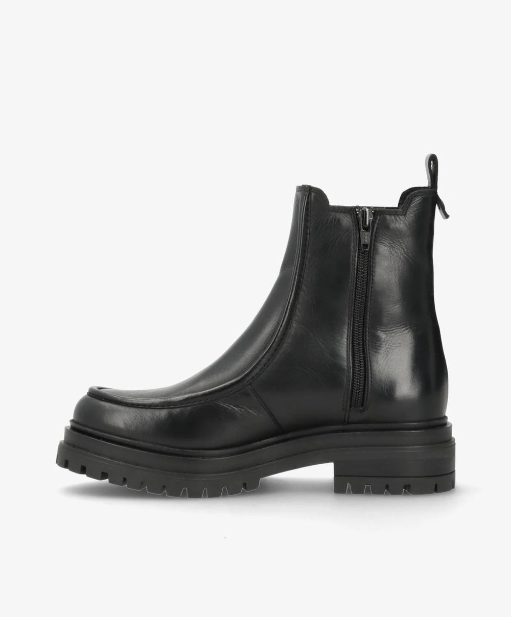 Shoedesign Copenhagen DAGONA Chelsea Boots Damen Schwarz Leder mit Reisverschluss