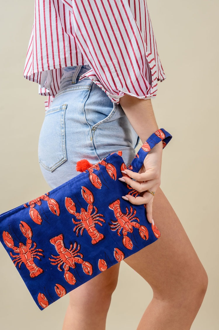 Nachhaltiges Necessaire mit Lobster Muster 