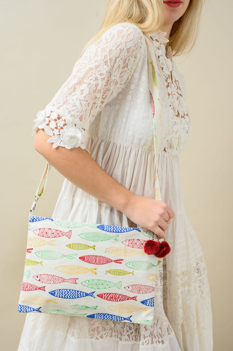 Nachaltige Tasche Pouch mit Fisch Muster 