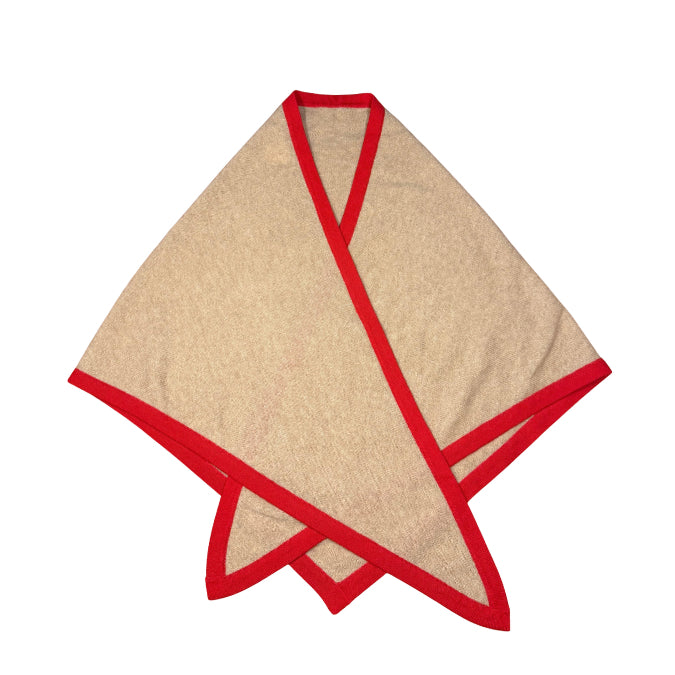 Dreiecksschal  aus 100% Kaschmir Taupe Rot