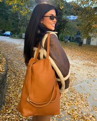 Hochwertige Kate Leder Tote Bag Camel