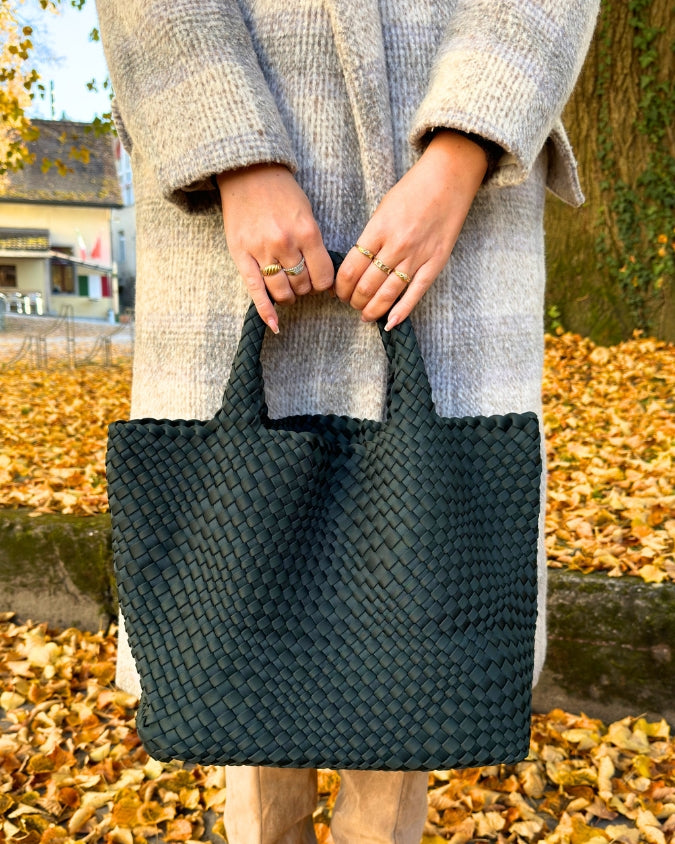 Geflochtene Neopren Tasche in Grün