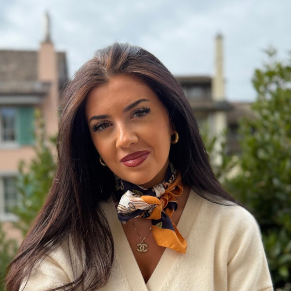 Seidenfoulard made in Italy Braun Weiss